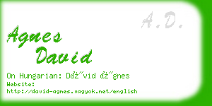 agnes david business card